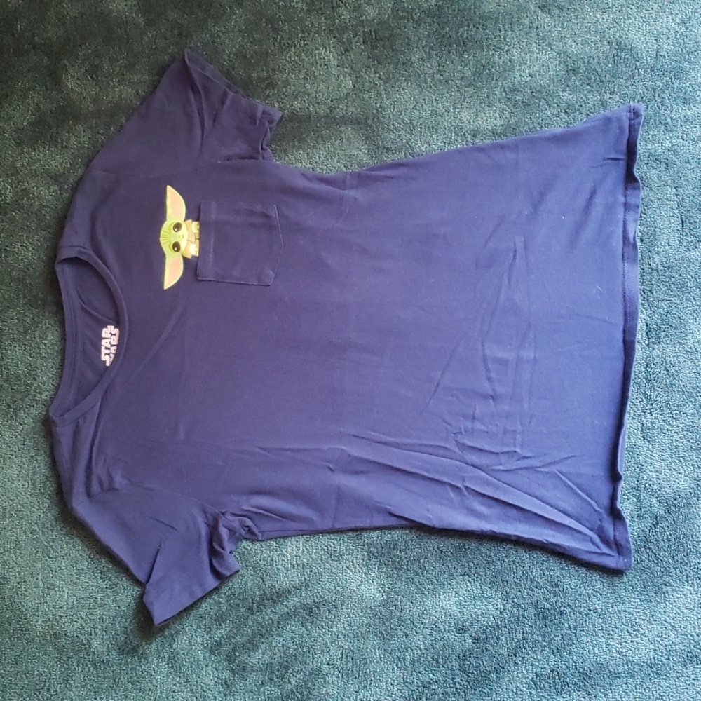 Navy Blue Star Wars Grogu Baby Yoda Tshirt
